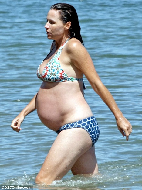 Pregnant Minnie Driver swmming in Malibu August 24, 2008 